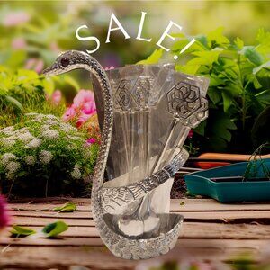 Elegant Swan Base Dessert Spoon and fork set